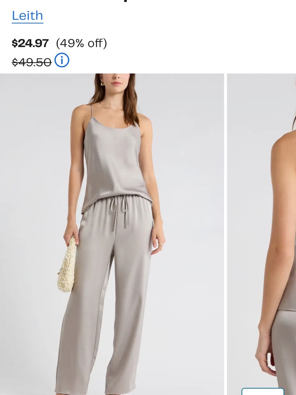 Leith Women's Satin Cami in grey Paloma NWT